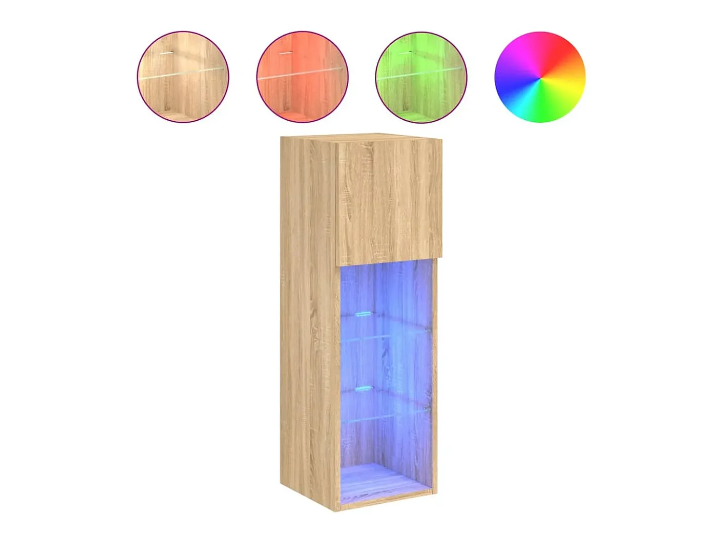 Móvel de TV multimídia prateleira de TV aparador de TV sala de jantar sala de estar quarto com luzes LED 2 peças carvalho Sonoma 305 x 30 x 90 cm marrom 02_0028874