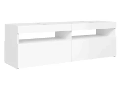 Móvel de TV multimídia Prateleira de TV televisão buffet sala de jantar sala de estar quarto com luzes LED brilhantes 120 x 35 x 40 cm branco 02_0026636