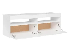 Móvel de TV multimídia Prateleira de TV televisão buffet sala de jantar sala de estar quarto com luzes LED brilhantes 120 x 35 x 40 cm branco 02_0026636