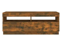 Móvel de TV multimídia prateleira de televisão televisão buffet sala de jantar sala de estar quarto com luzes LED carvalho fumê 100 x 35 x 40 cm marrom 02_0026712