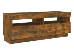 Móvel de TV multimídia prateleira de televisão televisão buffet sala de jantar sala de estar quarto com luzes LED carvalho fumê 100 x 35 x 40 cm marrom 02_0026712