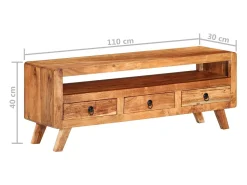 Móvel de TV multimídia prateleira de televisão televisão buffet sala de jantar sala de estar quarto 110 x 30 x 40 cm madeira de acácia maciça marrom 02_0025714