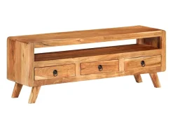 Móvel de TV multimídia prateleira de televisão televisão buffet sala de jantar sala de estar quarto 110 x 30 x 40 cm madeira de acácia maciça marrom 02_0025714