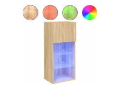 Móvel de TV multimídia Prateleira de TV aparador de TV sala de jantar sala de estar quarto com luzes LED 2 peças Carvalho Sonoma 405 x 30 x 90 cm marrom 02_0028876