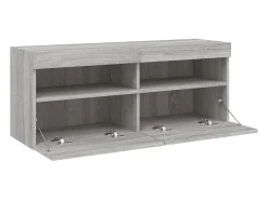 Móvel de TV multimídia prateleira de TV aparador de TV sala de jantar sala de estar quarto parede com luzes LED sonoma 100 x 30 x 40 cm cinza 02_0028032