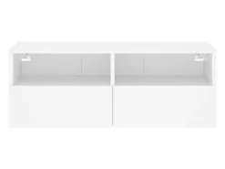 Móvel de TV multimídia prateleira de TV aparador de TV sala de jantar sala de estar quarto montado na parede 80 x 30 x 30 cm madeira de engenharia branca 02_0027799