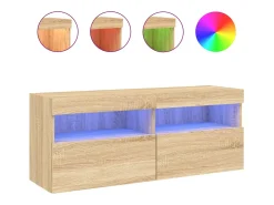Móvel de TV multimídia prateleira de TV aparador de TV sala de jantar sala de estar quarto parede com luzes LED carvalho sonoma 100 x 30 x 40 cm marrom 02_0027999
