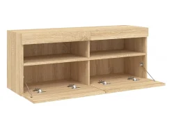 Móvel de TV multimídia prateleira de TV aparador de TV sala de jantar sala de estar quarto parede com luzes LED carvalho sonoma 100 x 30 x 40 cm marrom 02_0027999