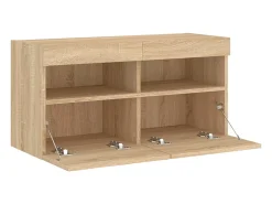 Móvel de TV multimídia prateleira de TV aparador de TV sala de jantar sala de estar quarto suspenso com luzes LED carvalho Sonoma 80 x 30 x 40 cm marrom 02_0028024