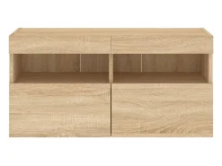 Móvel de TV multimídia prateleira de TV aparador de TV sala de jantar sala de estar quarto suspenso com luzes LED carvalho Sonoma 80 x 30 x 40 cm marrom 02_0028024