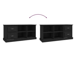 Móvel de TV multimídia prateleira de televisão televisão buffet sala de jantar sala de estar quarto 102 x 35,5 x 47,5 cm madeira trabalhada preta 02_0025581