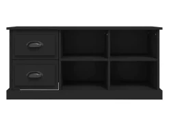 Móvel de TV multimídia prateleira de televisão televisão buffet sala de jantar sala de estar quarto 102 x 35,5 x 47,5 cm madeira trabalhada preta 02_0025581