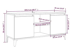 Móvel de TV multimídia prateleira de televisão televisão buffet sala de jantar sala de estar quarto com pés de metal Sonoma 103,5 x 35 x 50 cm cinza 02_0026879