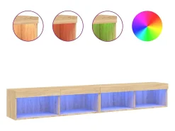 Móvel de TV multimídia Prateleira de TV Aparador de TV Sala de jantar Sala de estar Quarto com luzes LED 2 peças Carvalho Sonoma 100 x 30 x 30 cm marrom 02_0028871