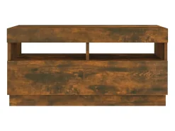 Móvel de TV multimídia prateleira de televisão televisão buffet sala de jantar sala de estar quarto com luzes LED carvalho fumê 80 x 35 x 40 cm marrom 02_0026747