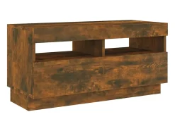 Móvel de TV multimídia prateleira de televisão televisão buffet sala de jantar sala de estar quarto com luzes LED carvalho fumê 80 x 35 x 40 cm marrom 02_0026747
