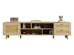 Móvel de TV, Móvel de TV de 160 cm com 2 gavetas, 1 porta e 4 compartimentos, Para TVs até 70", Carvalho