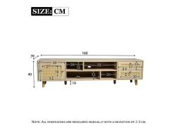 Móvel de TV, Móvel de TV de 160 cm com 2 gavetas, 1 porta e 4 compartimentos, Para TVs até 70