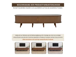 Móvel de TV para sala de estar - 175 x 40 x 42 cm - com 2 gavetas + portas telescópicas - MDF - natural escuro