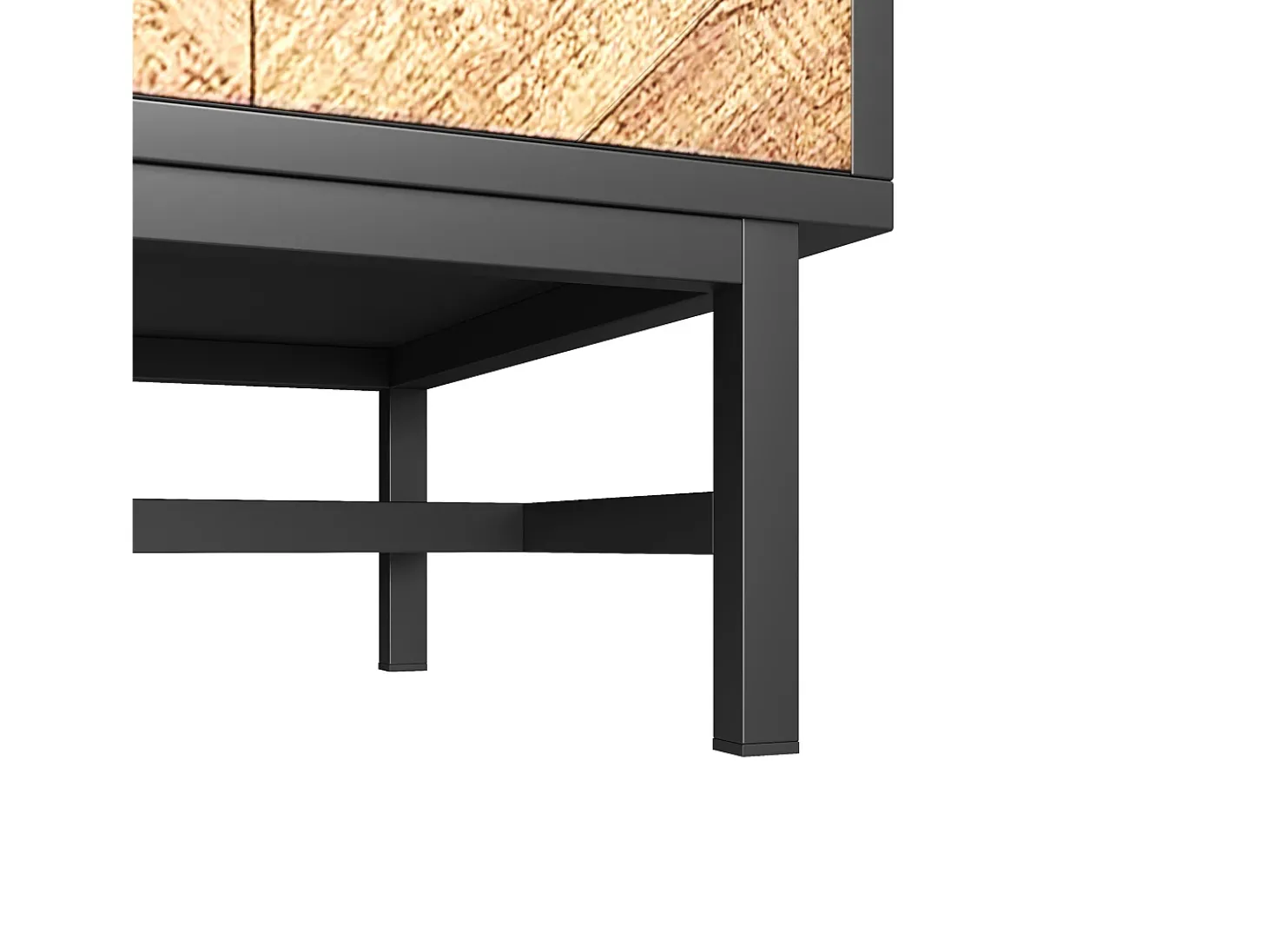 Móvel de TV preto e natural com 2 portas, pés em metal, portas com efeito de madeira, 150 x 38 x 55 cm