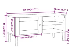 Móvel de TV SENJA aspeto vime 106x40x49cm pinho maciço castanho
