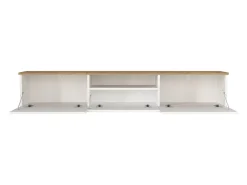 Móvel de TV suspenso com 3 portas e 1 nicho - Branco e natural - LOTULA