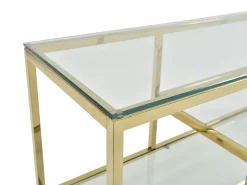 Móvel de TV vidro temperado e aço inoxidável transparente e dourado - RIMALI