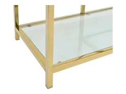 Móvel de TV vidro temperado e aço inoxidável transparente e dourado - RIMALI