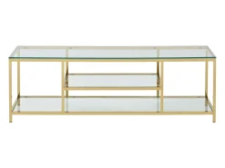 Móvel de TV vidro temperado e aço inoxidável transparente e dourado - RIMALI