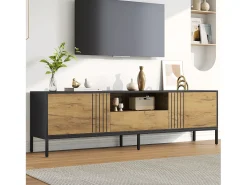 Móvel de TV 170x35x50 cm - 2 portas e 1 gaveta - TV até 70 polegadas - Painéis de partículas - Natural e preto