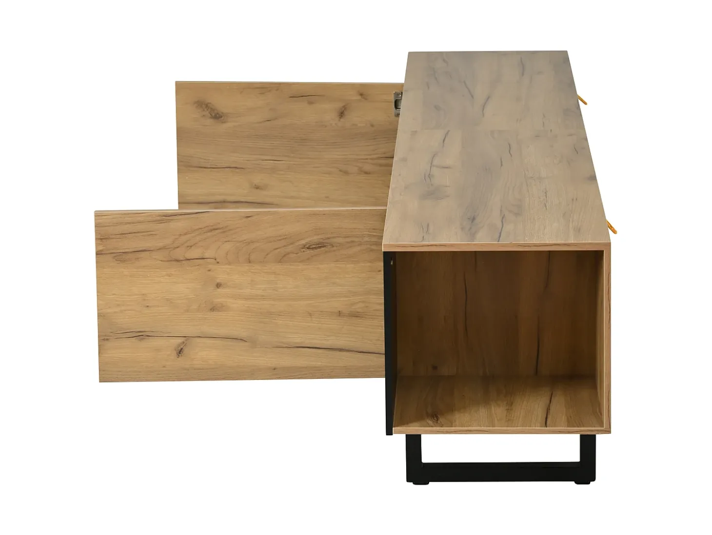 Móvel de TV 180x40x55 cm - 2 portas e prateleiras abertas - TV até 75 polegadas - Painéis de partículas - Natural e preto