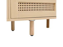 Móvel de TV 170x40x40 cm - com 2 gavetas de rattan - 2 portas corrediças - MDF - Natural