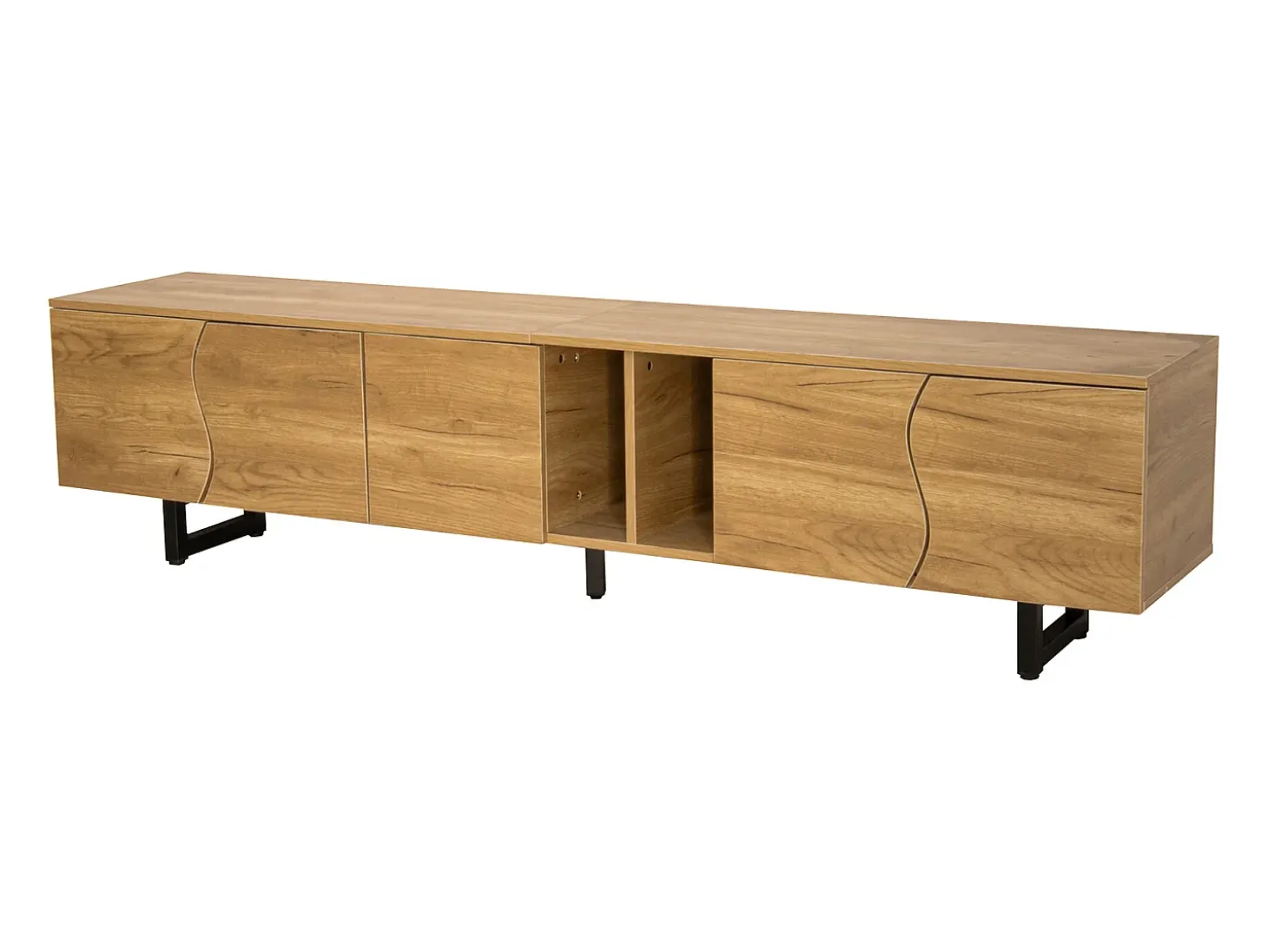 Móvel de TV 191x38x46,5 cm - com 5 portas - Acabamento de madeira - MDF + painéis de partículas - Natural