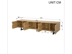 Móvel de TV 191x38x46,5 cm - com 5 portas - Acabamento de madeira - MDF + painéis de partículas - Natural