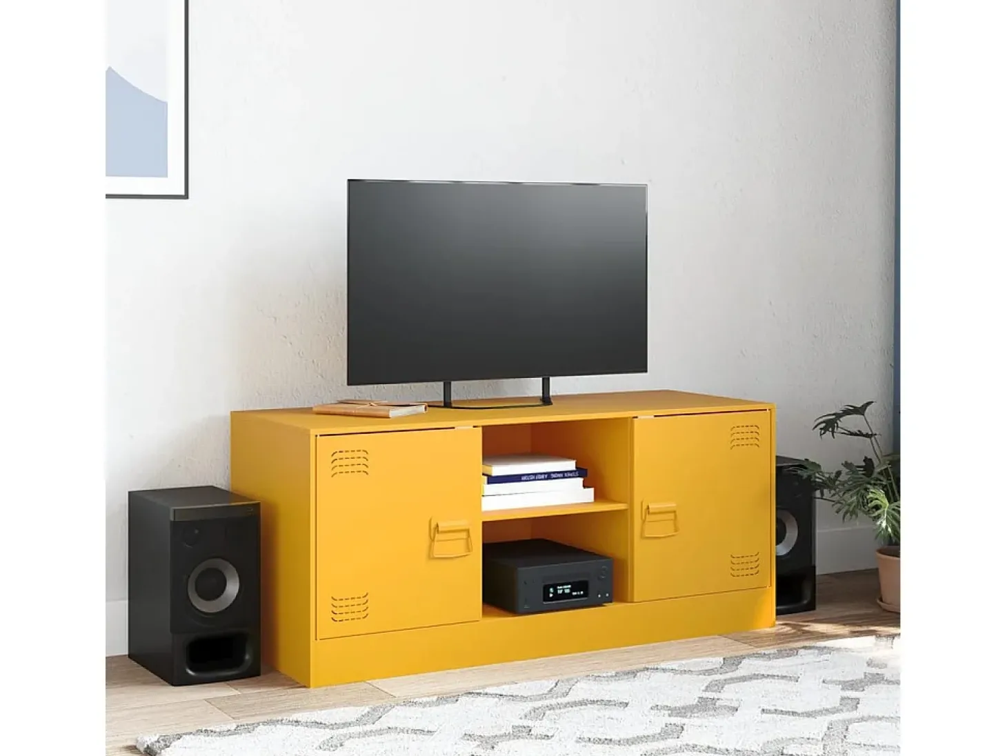 Móvel de TV 99x39x44 cm aço amarelo mostarda PT711364