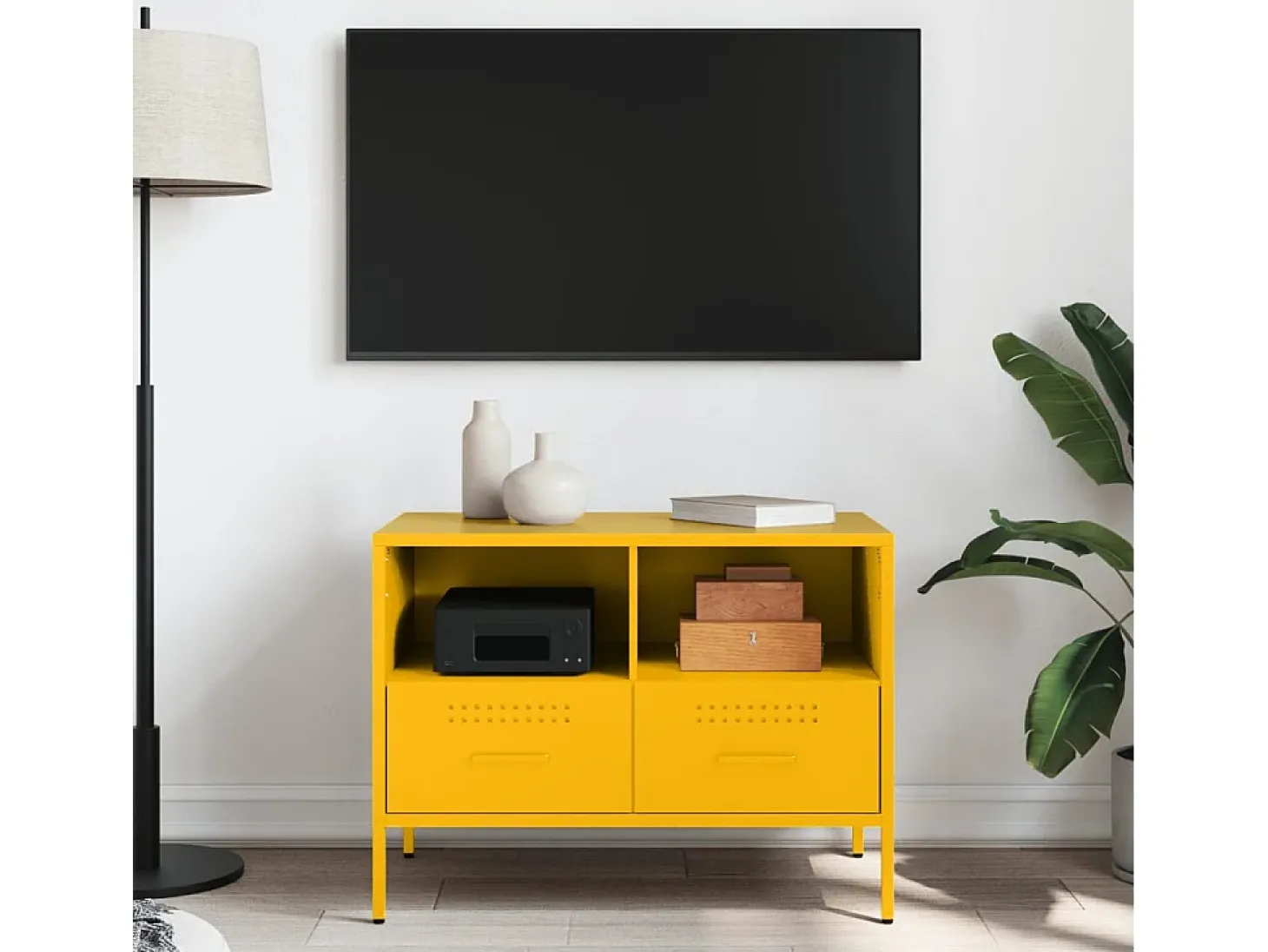Móvel de TV 68x39x50,5 cm aço amarelo mostarda PT283674