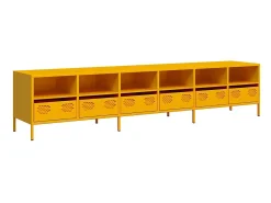 Móvel de TV 202x39x43,5 cm aço laminado a frio amarelo mostarda
