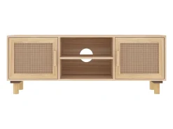 Móvel de TV 105x30x40 cm pinho maciço/vime natural castanho