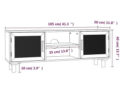 Móvel de TV 105x30x40 cm pinho maciço/vime natural castanho