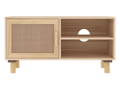 Móvel de TV 80x30x40 cm pinho maciço/vime natural castanho