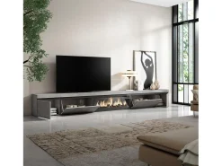 Móvel de TV, 368x35x45, Lareira eléctrica XXL, Cimento