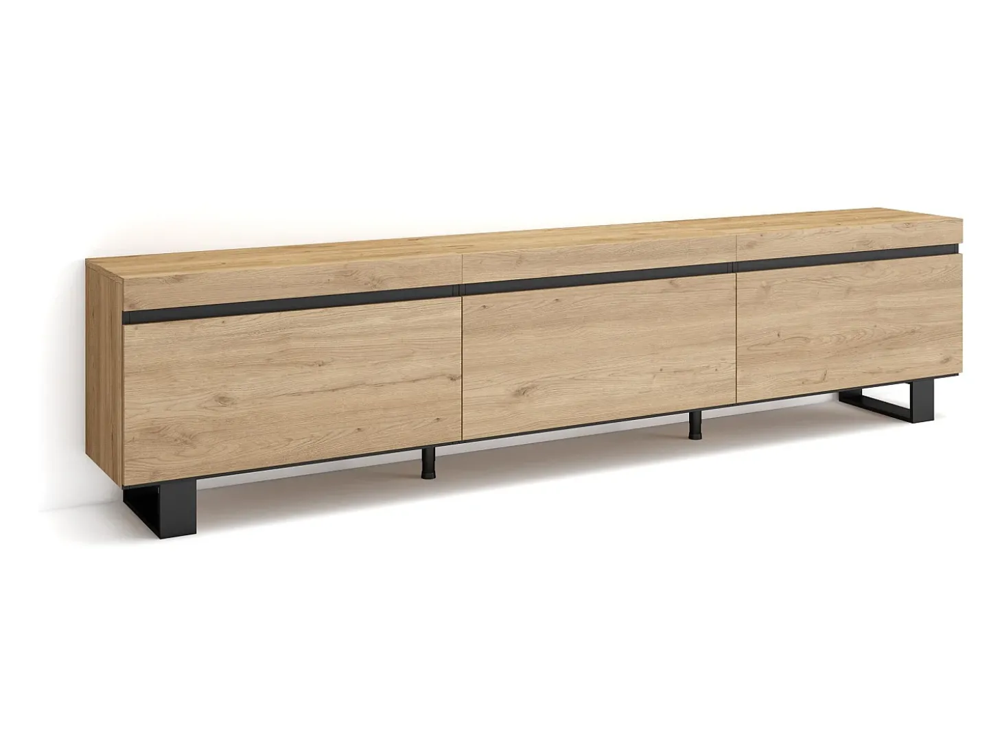 Móvel de TV, 240x35x57cm, Design industrial, Carvalho