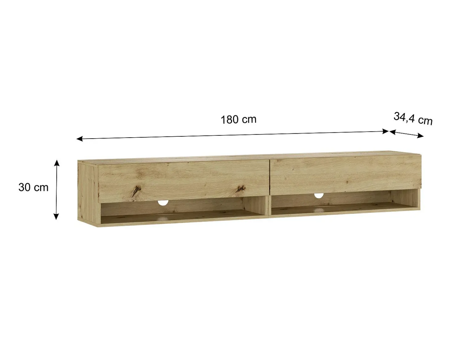 Móvel de TV, 180x34x30cm, LED, Estante para TV, Carvalho