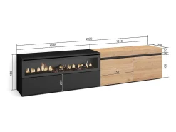 Móvel de TV, 200x35x45cm, Para televisores até 80
