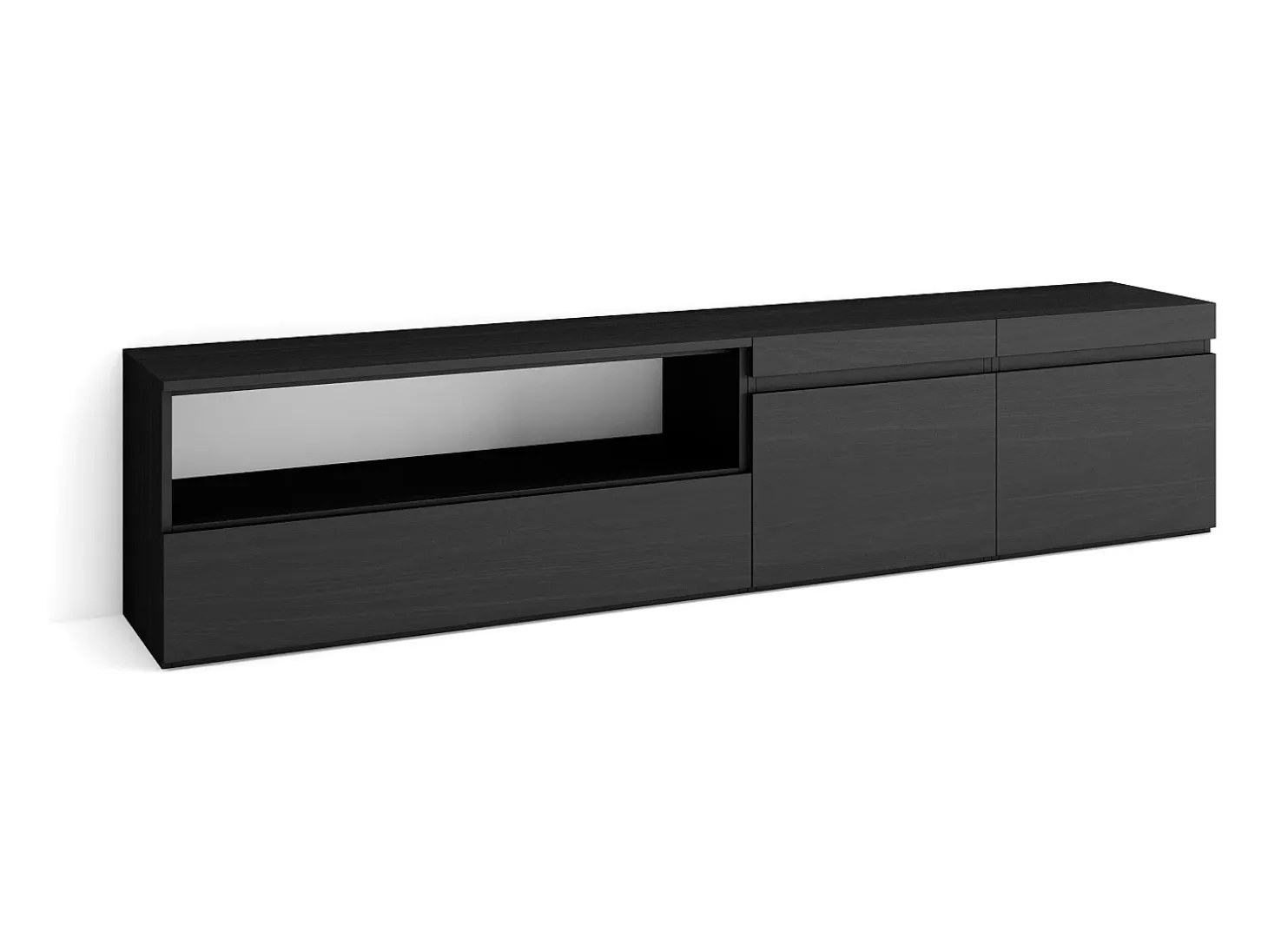 Móvel de TV, 200x35x45cm, Para televisores até 80", Estante para TV, Preto