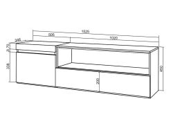 Móvel de TV, 150x35x45cm, Para televisores até 65", Suspensos, Carvahlo