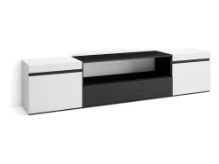Móvel de TV, 200x45x35cm, Para televisores até 80", Estante para TV, Branco e preto