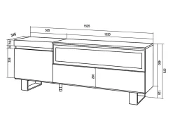 Móvel de TV, 150x35x57cm, Para televisores até 65", Lareira eléctrica, Design industrial, Carvahlo e preto
