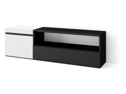 Móvel de TV, 150x35x45cm, Para televisores até 65", Estante para TV, Branco e preto