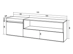 Móvel de TV, 150x35x45cm, Para televisores até 65", Estante para TV, Branco e preto